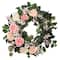 24" Pink Spring Camellia, Baby's Breath & Rose Wreath